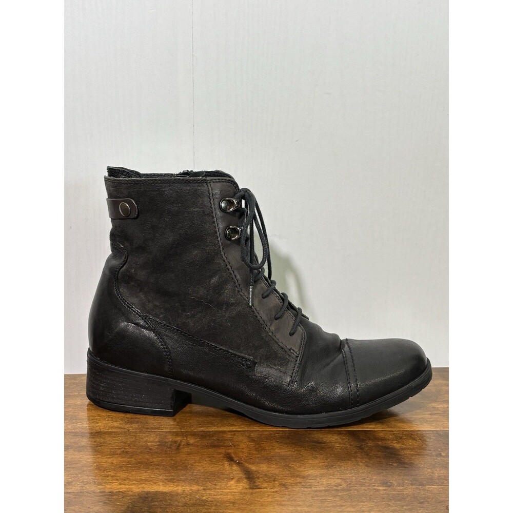 Clarks Morgan Carla Boot Womens 10 M Black Leather Lace Up Lug Utilitarian - Picture 2 of 12